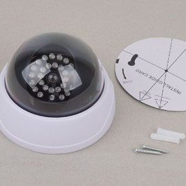 LED Dome Dummy CCTV Camera with Ceiling Warning Light - Fake Security Device Flashing