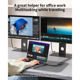 DisplayPort Splitter, 4K@60Hz DisplayPort to Dual displayPort Adapter, Display Port MST Hub for Dual Monitors, DP 1.4 Splitter 1 in 2 Out for Desktop, Laptop,Extend Display
