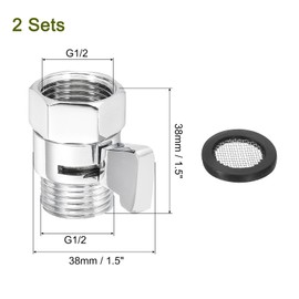 uxcell Water Flow Control Valve, 1 PCS G1/2" Shower Head Shut Off Valve, Brass Water Pressure Regulator for Shower Head or Bidet Spray (Silver)