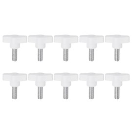 sourcing map 10pcs Wing Knobs M8 x 20mm Male Thread Plastic Tee Stud Knobs T Threaded Handles Hand Clamping Tightening Thumb Screws Thumbscrew, White