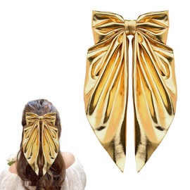 Gold Bow Hair Clips Accesories for Thick Thin Hair French Bow Clips for Bows Accessories for Women Long Ribbon Hair Bows Spring Snap Barrettes for Women Bowknot Clip Barrette