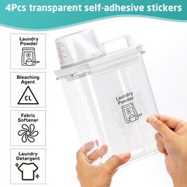Bikkii Laundry Detergent Dispenser-2 Pack, 61 oz Detergent Dispenser with 4 Removable Labels, Laundry Soap Dispenser for Laundry Room Organization and Storage, BPA Free & PET Plastic Clear…