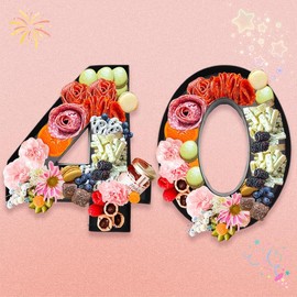 12 inch Fillable Number Paper Mache Cardboard Cutouts Sweet Charcuterie Board Tray(Black, 40 Shape)