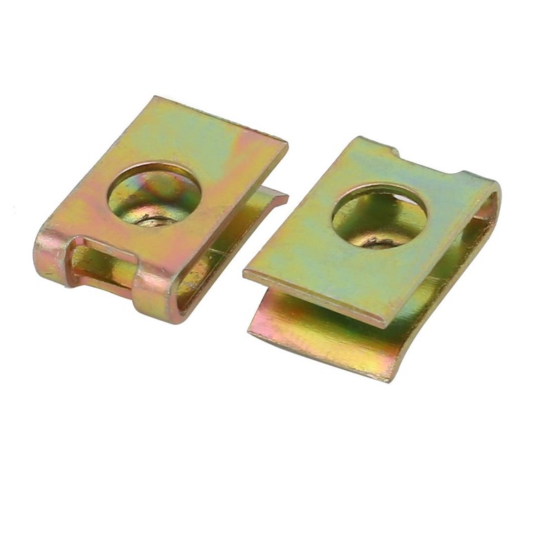 uxcell 20pcs Spring Steel Speed Fastener Extruded U Nut Brass