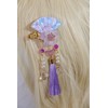 C-118-1 Purple Fan Shape Sakura Cherry Blossom Tassels Hair Clip