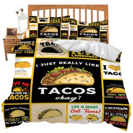 Taco Bedding Set Taco Food Theme Comforter Set for Kids Teens Adults Women Men Taco Duvet Cover Bedroom Decor Soft King Size Quilt Cover with 2 Pillowcases
