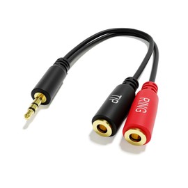 ExcelValley - Stereo to Mono Splitter Cable - 3.5mm TRS to 2 x 3.5mm TS - Professional Audio Adapter for Headphones, Microphones, Mixers, Amplifiers and Recording Equipment [Gold Plated]