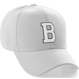 Daxton Classic Baseball Hat Custom A to Z Initial Team Black White Letter, White Cap Letter B