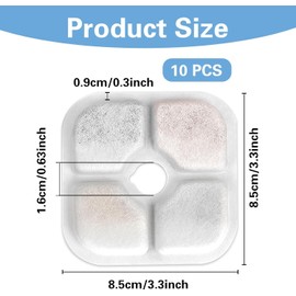 10 PCS Cat Water Fountain Filter, Cat Water Fountain Replacement Filters Fit for 2.5L Carbon Ion-exchange Resin Cat Water Fountain Filters for Dog Cat Water Drinking Fountain