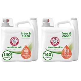 Arm & Hammer Sensitive Skin Free & Clear, 140 Loads Liquid Laundry Detergent, 140 Fl oz (Pack of 2)