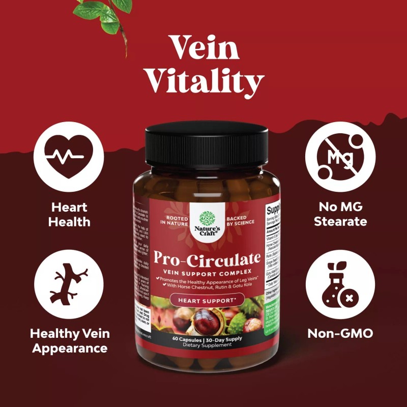 Nature's Craft Vein Support Supplements - Full Body Circulation for