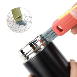 3 Pcs 3 in 1 Cup Lid Cleaning Brush Crevice Cleaning Brush for Bottle Gap 3 in 1 Cleaning Brushes for Tight Spaces Multifunctional Portable Cup Lid Cleaner Home Kitchen Cleaning Tools (Green Blue Red)