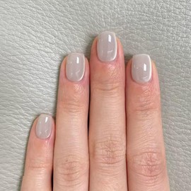 Gray Press on Nails Short Coffin MABKJLF Shimmer Fake Nails False Nails with Solid Colour Designs Full Cover Glossy Glue on Nails Natural Nails Acrylic Nails for Women Girls 30 Pcs