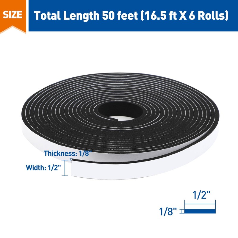 MAGZO Weather Stripping Door Seal, 1/2 in W X 1/8