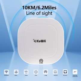 KuWFi 5.8G Gigabit Point to Point WiFi Bridge Kit,TDMA Long Range Outdoor Access Point,10KM Point to Point Wireless Bridge CPE, Extending WiFi to outbuildings，Support Starlink Router/Camera