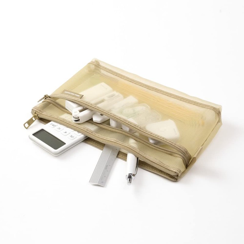 Midori 41569006 Pen Case, Mesh Pen Pouch, Pale Beige
