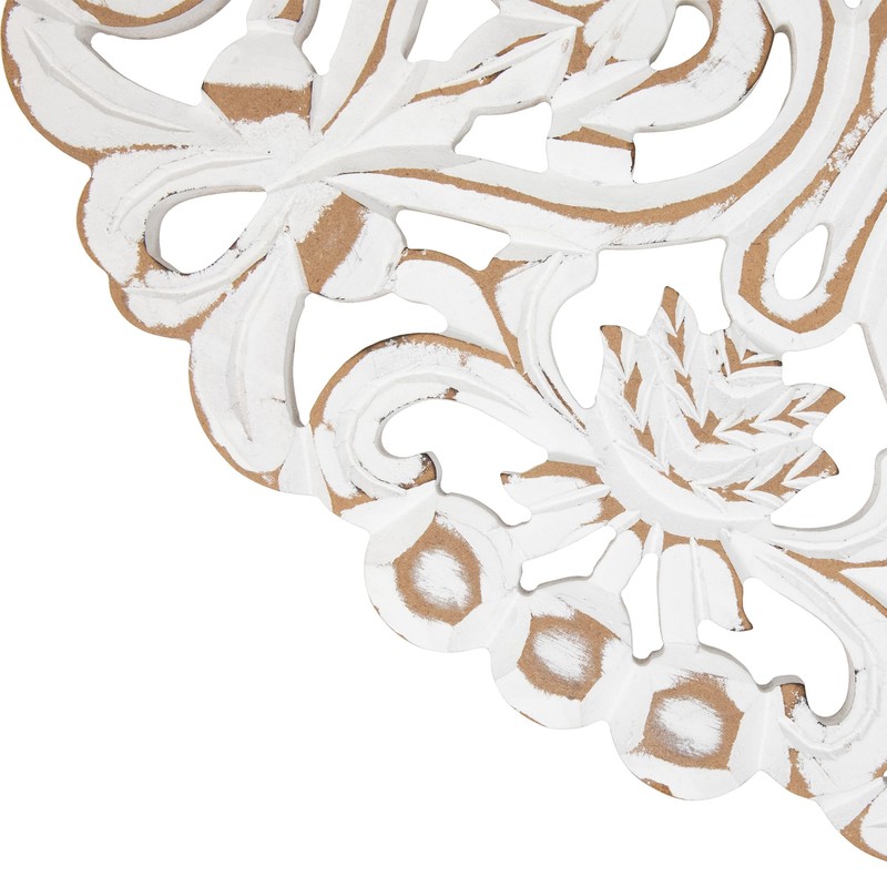 Northlight 24" Brushed Antique White Damask Round Wall Panel