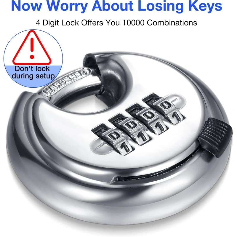 Kuahome 10 Packs 4 Digit Combination Locks Stainless Steel Disc