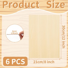 Anvin Birch Plywood Sheets Craft Wood Unfinished Wood Boards for Crafts Laser Cutting and Engraving, CNC Cutting, Wood Burning, Painting, Fretwork, Modeling (A4-300x210x 3mm Nature Wood, Pack of 6)