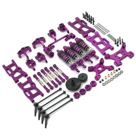 ZDingTech Wltoys 144001 124017 Upgrade Parts kit 13-in-1 Metal Kit,Wltoys 144001 144010 124017 V2 Upgrades Parts,Wltoys 124019 124016 24018 RC Car Parts Upgrades Metal Kit (4-Purple)