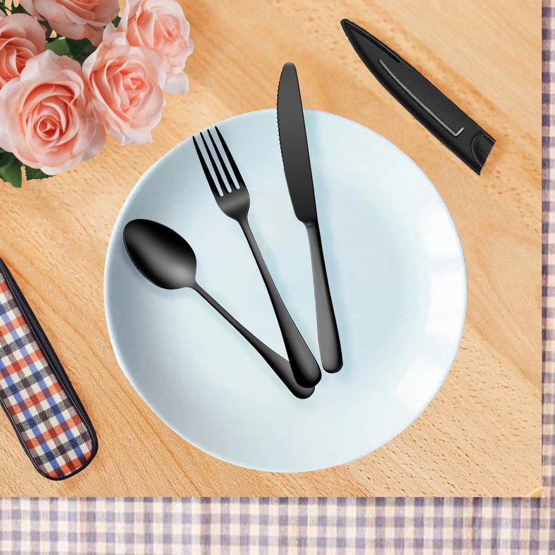 Travel Utensil Set, Reusable Stainless Steel Flatware Set with Case,