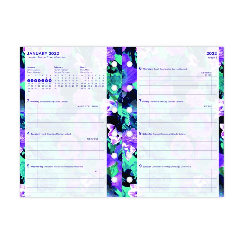 Filofax Pocket Illustrated Floral Week on 2 Pages 2022 Diary