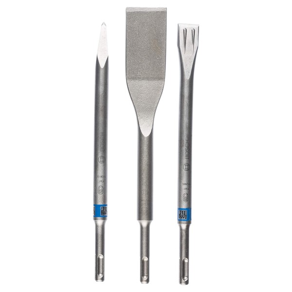 Bosch Professional 3 pcs. Mixed SDS Plus Chisel Set (for Concrete, Brick, 0/20/40mm, Flat + Tile + Pointed Chisel, Accessories for Rotary & Demolition Hammers)
