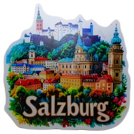 MU K387 Large 2D Souvenir Magnet with Austria Salzburg Design Approximately 14 x 14 cm Acrylic Decorative
