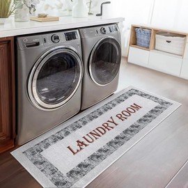 SUSSEXHOME Non Skid Washable Laundry Room Rug Runner - 20 x 59 Inches Heavy Duty Ultra-Thin 70% Cotton Laundry Mat for Laundry Room