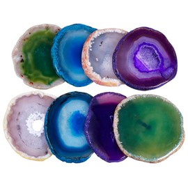 Mookaitedecor 12 Pieces Natural Geode Agate Discs Irregular Polished Agate Gemstones Name Cards for Wedding