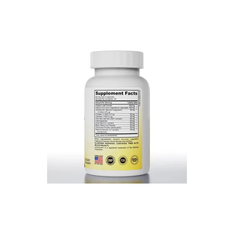 Pure Peak Suplemento Intestinal Candida Cleanse Cápsulas Hierbas Antifúngicas 60