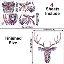 Maydahui Christmas Deer Head Wall Decal Christmas Reindeer Elk Wall Stickers (35 x 40.5 Inch) Peel & Stick Removable Wall Home Decor for Porch Bedroom Living Room Door Xmas Holidays Party Gift