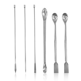 NIIIYTYB 6Pcs Lab Spoon Lab Measuring Spoons Micro Scoop Set Stainless Steel Reagent Sampling Spatulas for Micro Laboratory Supplies