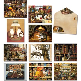 20 Blank Cards and Envelopes, Cute Cat Stationary, Send Personalized Blank Note Cards, Perfect for Cat Lovers Stationary Set, Cat Tales, Leanin' Tree