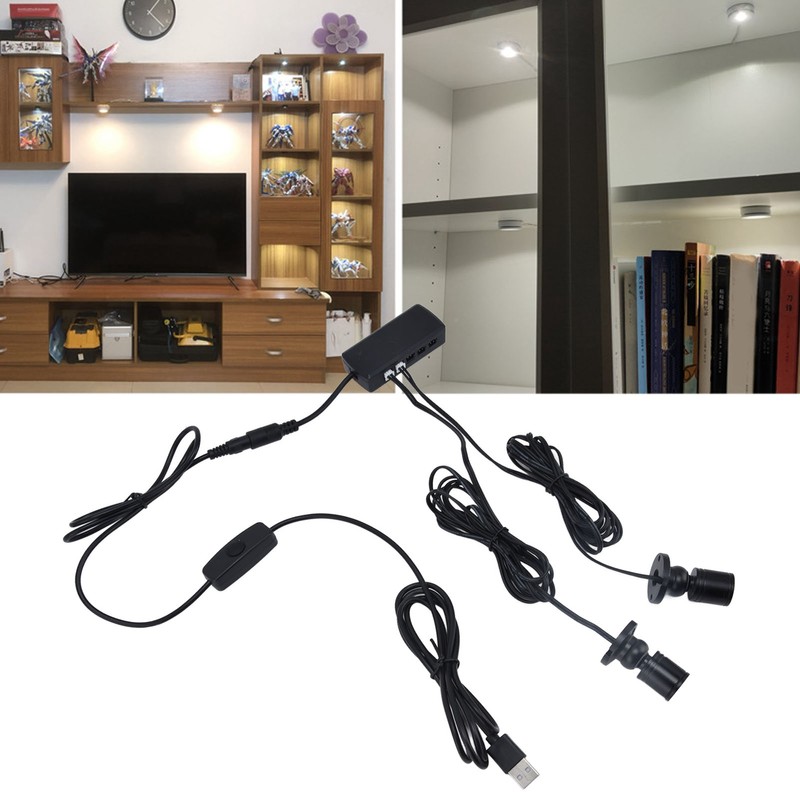 Display Cabinet Light USB Powered Dimmable Round Small LED Cabinet