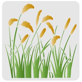FINGERINSPIRE Reed Grass Stencils 30 x 30 cm Cattail Leaves Stencils Reed Pattern Stencils Grass Drawing Stencil Plant Stencil for Painting on Wood, Floor, Furniture, Walls and Paper