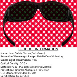 HANCHS IPL200 to 2000nm Laser Safety Glasses Red Light Therapy Goggles UV Blocking Laser Glasses for Hair Removal Treatment (Dark Green)