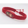 Pulsera Roja Con El Sagrado Corazón De Jesús Doble Macramé
