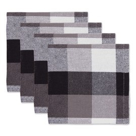 DII Tri-Color Check Collection Kitchen, Dishcloth Set, Black, 4 Piece