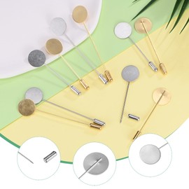 M METERXITY 20-Pack Flat Round Tray Lapel Pin, Alloy DIY Boutonnieres Pins for Suit/Hat/Tie/Scarf Badge, Needle Corsage Safety Stick Blank Brooch Pin [1.97", Silver Tone]