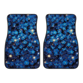 TOADDMOS Blue Floral Flowers Floor Mats for Cars Heavy Duty Rubber Carpet Floor Mats Waterproof Front Mat for SUV,Truck,Van,2 Piece Set
