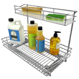 Lynk Professional Under Sink Cabinet Organizer Pull Out Two Tier Sliding Shelf, 11.5w x 21d x 14h-Inch, Chrome