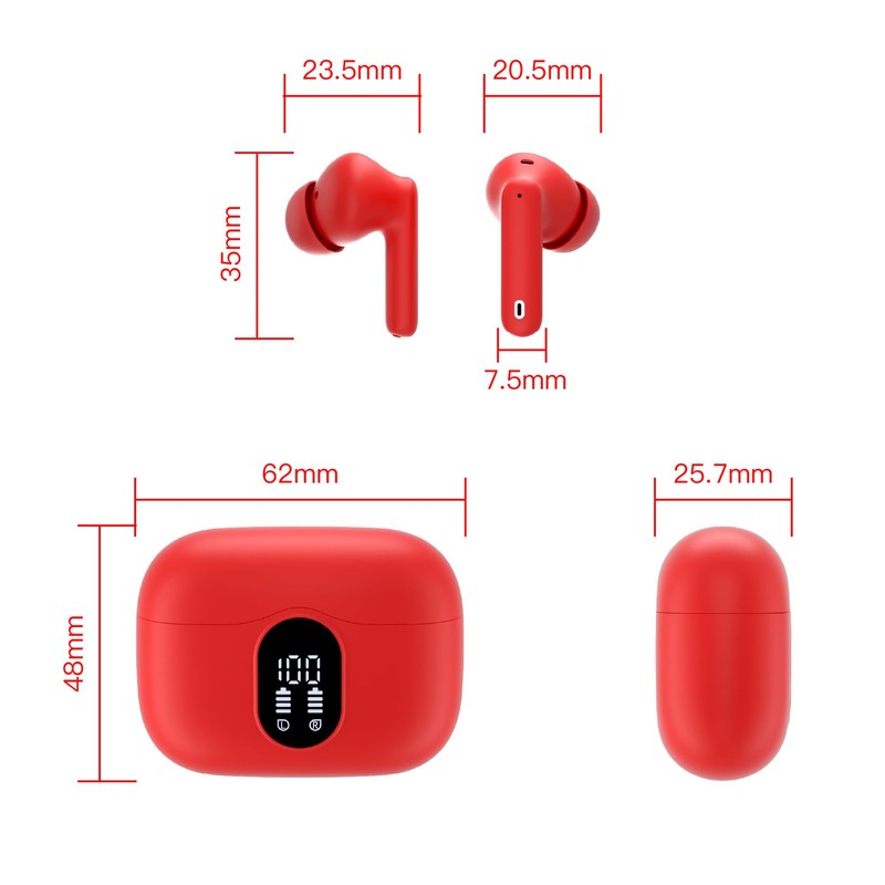 Wireless Earbuds, Bluetooth 5.3 Headphones In Ear with 4 ENC