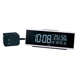 Seiko Clock DL307W Table Alarm Clock, Radio Control, Digital, AC Type, Color LCD, Series C3, White, Body Size: 2.5 x 6.9 x 1.8 inches (6.3 x 17.4 x 4.6 cm)
