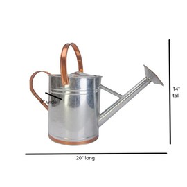 Plexon 2 Gallon Copper/Silver Galvanized Steel Watering Can, 9.5" D x 20.5" W x 14.5" H