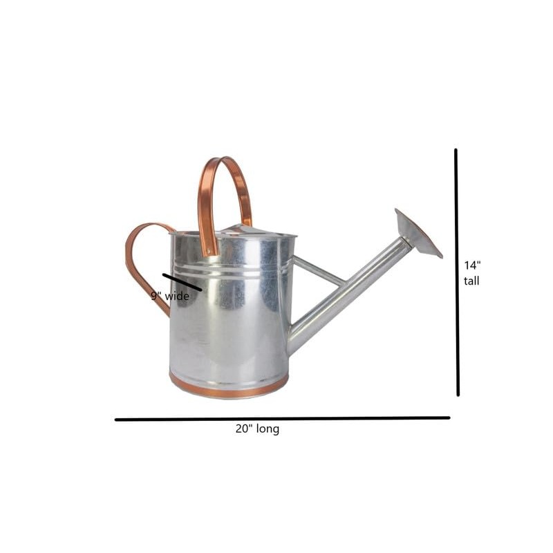 Plexon 2 Gallon Copper/Silver Galvanized Steel Watering Can, 9.5" D