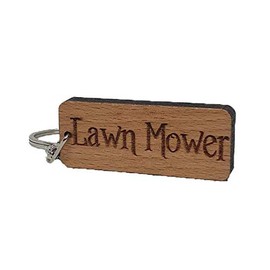 S M Gift Shop Lawnmower Lawn Mower Engraved Wooden Keyring Keychain Key Ring Tag