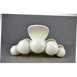 Perfect Hairstyle with Our Hair Accessories - Cream Hair Clip Plastic 3.75" Long Big Barrette Claw Clamp Circle Ball Bead Fashionable Hair Accessory Hair Jewelry Accessories for Lady Women