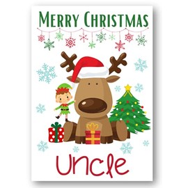 Second Ave Uncle Reindeer Elf Children's Kids Christmas Xmas Holiday Festive Greetings Card