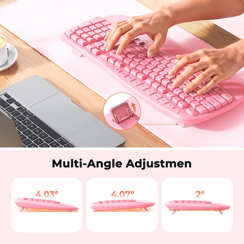 MEETION Wireless Ergonomic Keyboard with Wave Keys and Wrist Rest